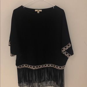 Black and pink boho patterned top